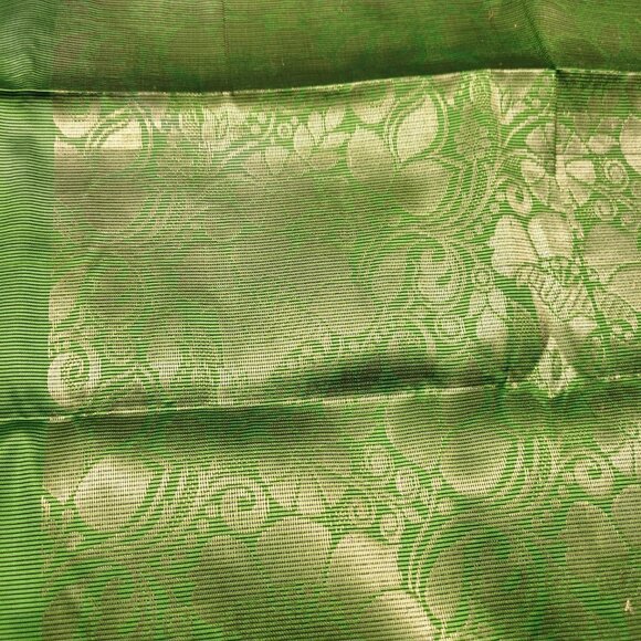 Lime Green Saree with Gold Border and Gold Accents- Unstitched- NEW ! - Picture 7 of 10